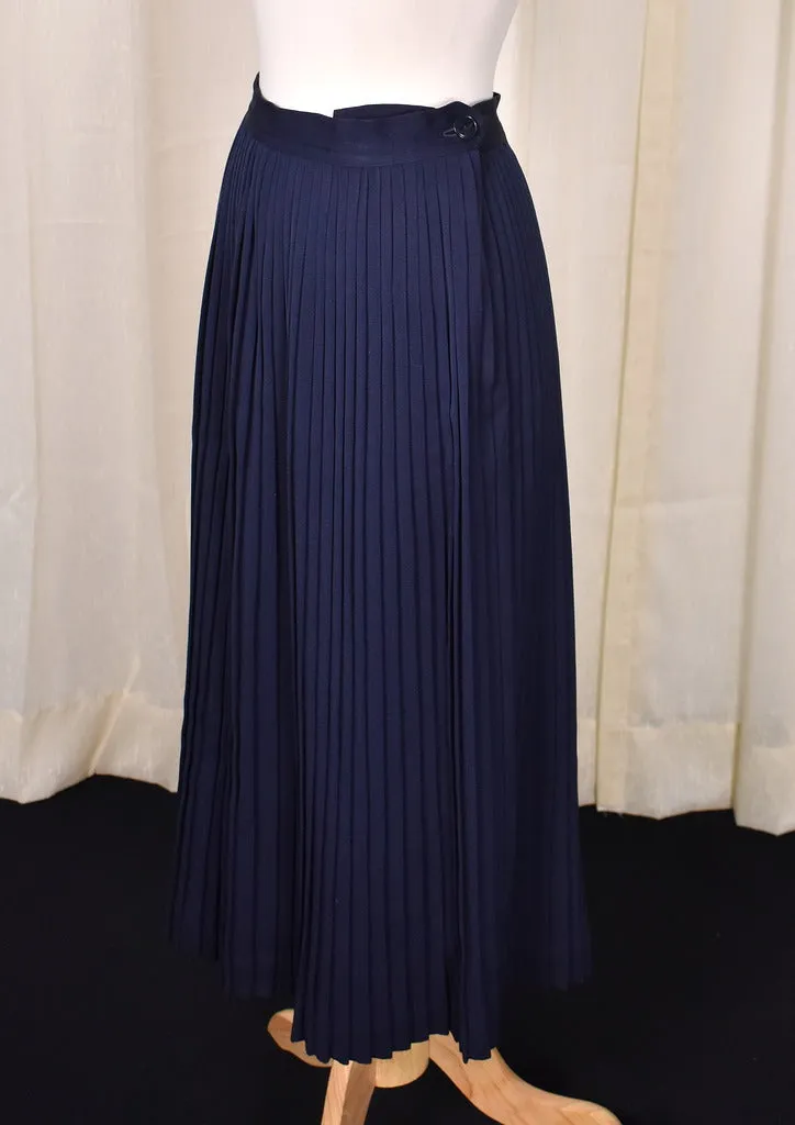 1940s Vintage Navy Pleated Skirt