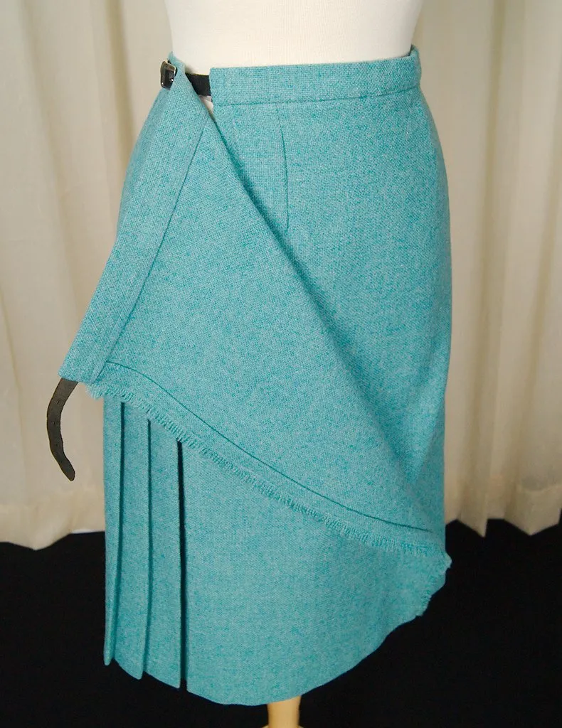 1950s Turquoise Kilt Skirt