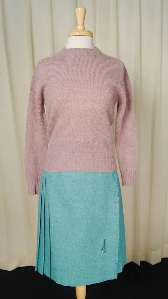 1950s Turquoise Kilt Skirt