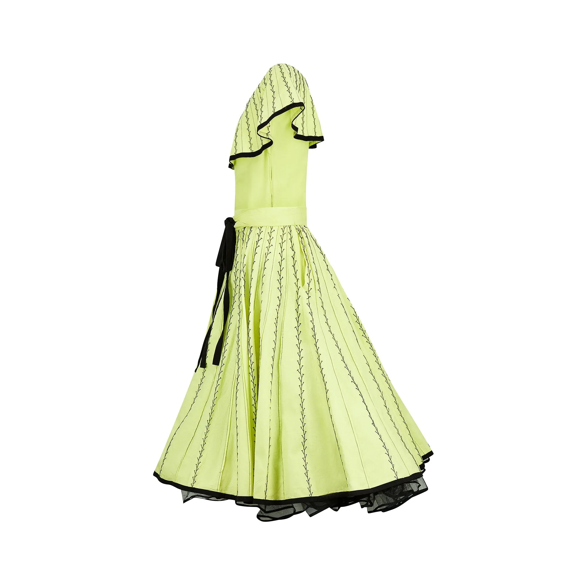 1950s Yellow Mexican Ensemble with Black Embroidery