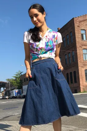 70s Denim Wrap Skirt XS/S