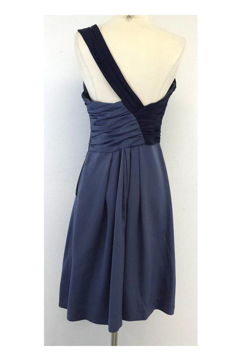 Abaete - Periwinkle & Navy Silk One Shoulder Dress Sz 6