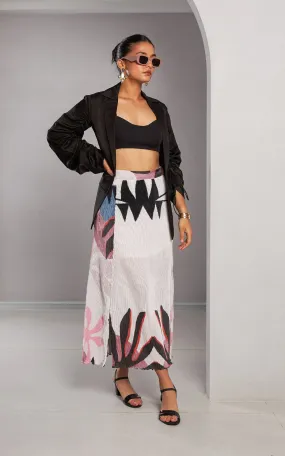 Chic Abstract Pattern Blazer and Skirt Set for Women - Stylish Office or Evening Wear