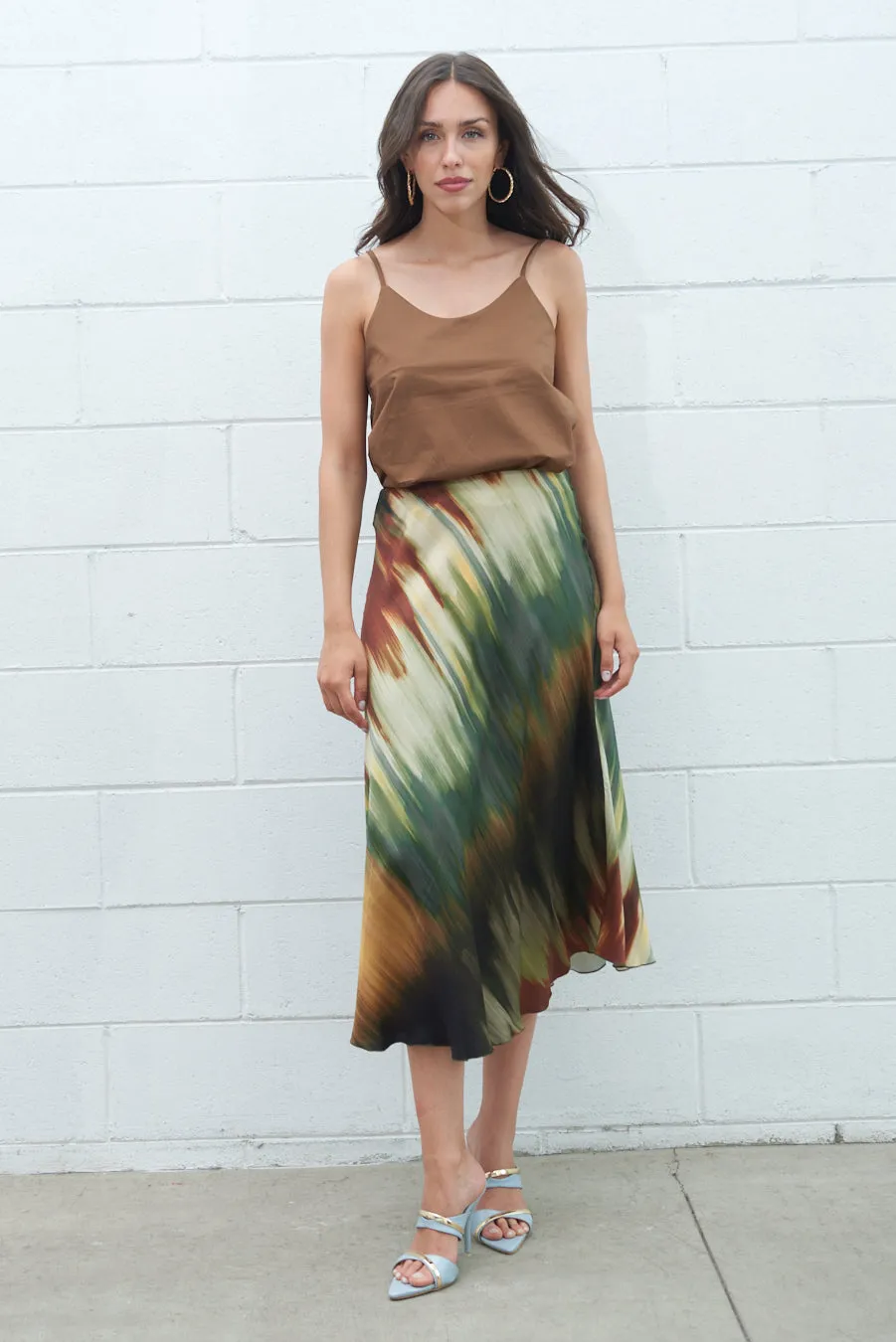 Abstract print A-line midi skirt wholesale