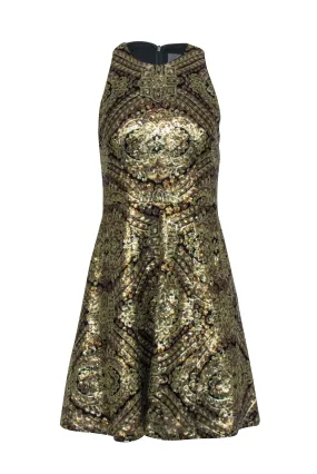 Adrianna Papell  - Gold Sequin Sleeveless Dress Sz 4