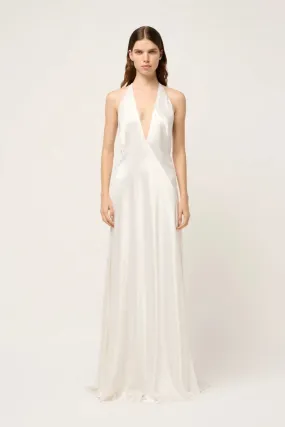 ALEXANDRA SILK SATIN MAXI DRESS-WHITE