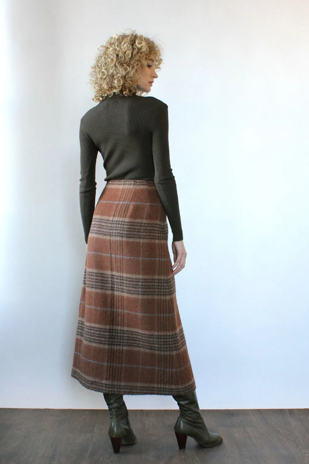 Alpaca Plaid Maxi Skirt M