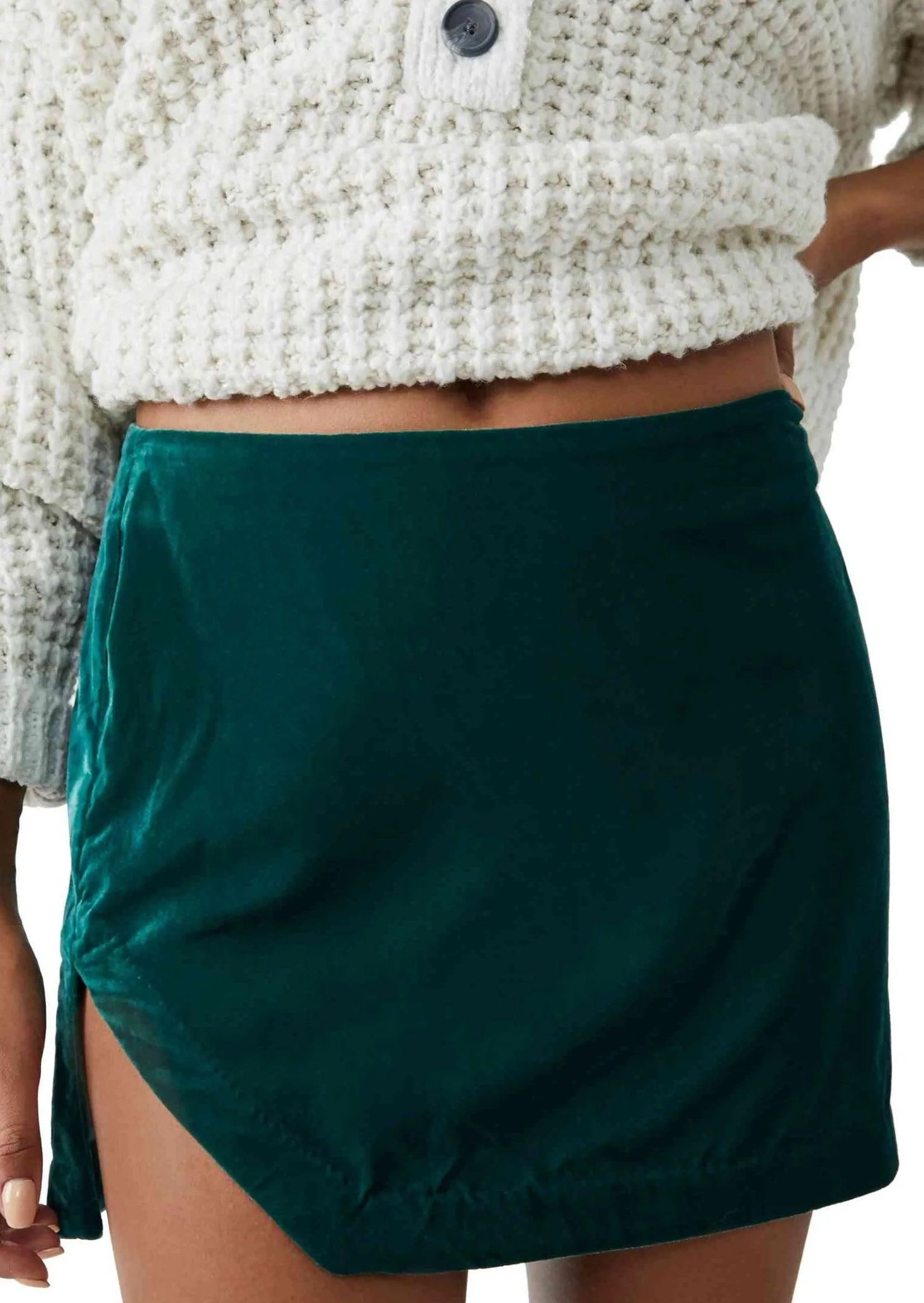 Annalise Velvet Mini Skirt in Deep Teal