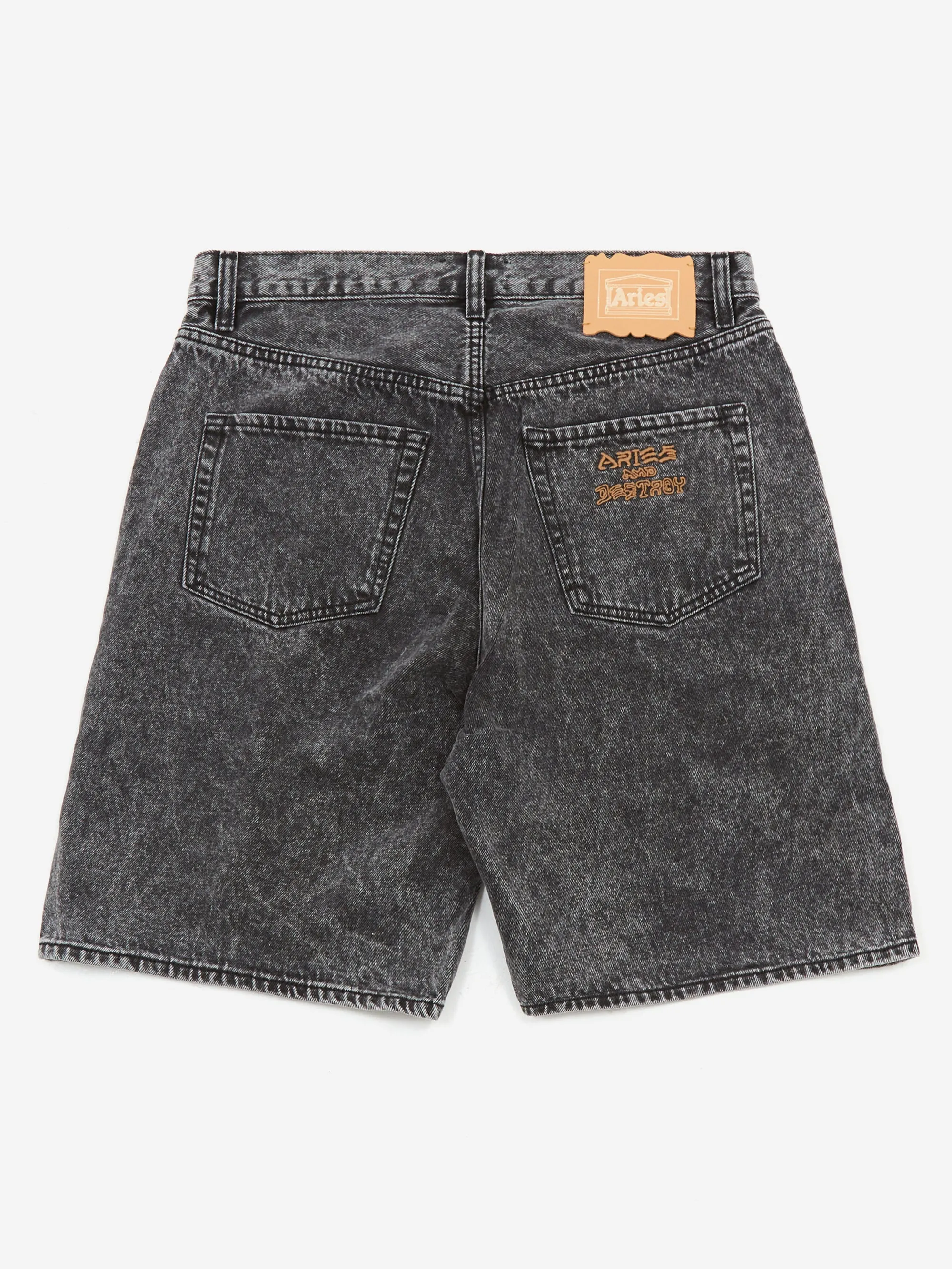 Aries Acid Wash Denim Short - Black