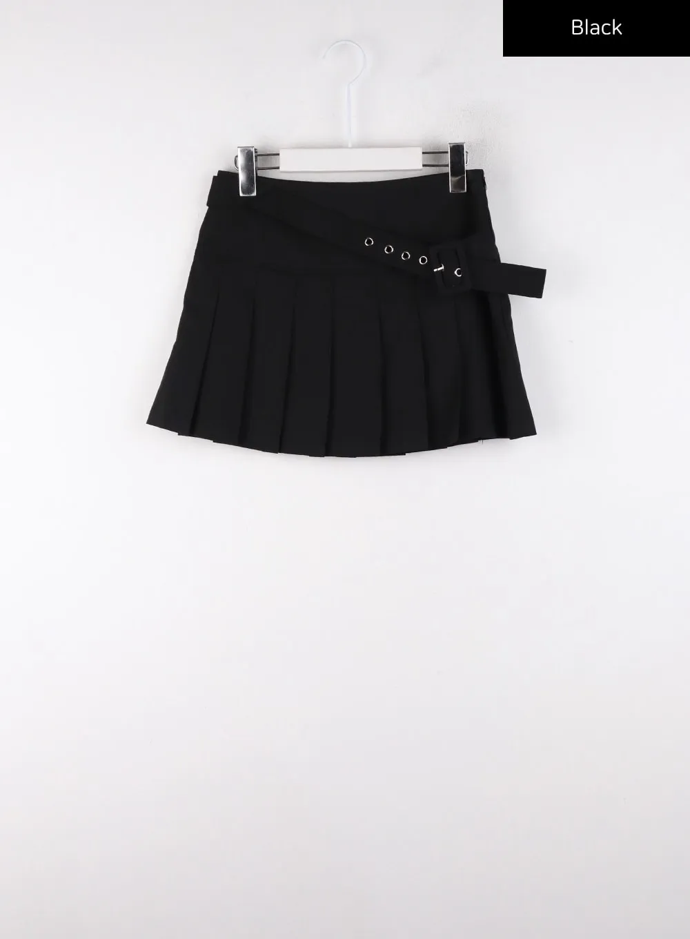 Asymmetrical Belt Pleated Mini Skirt CD308