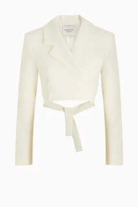 A.W.A.K.E Mode Cropped Wrap Around Blazer - Ivory