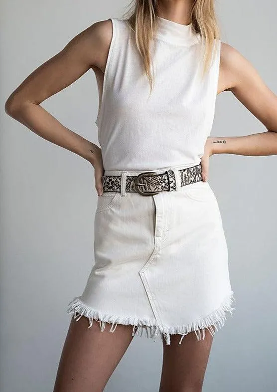 Bailey Cream Denim Mini skirt