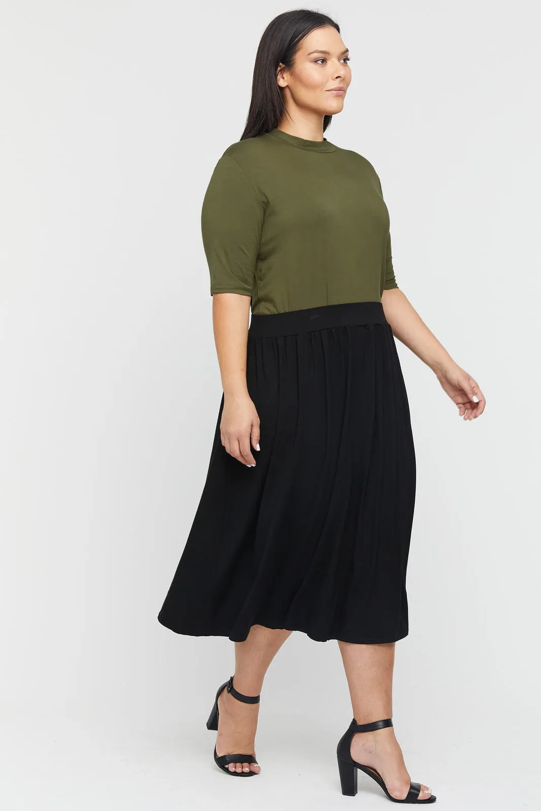 Bamboo Midi Skirt - Black