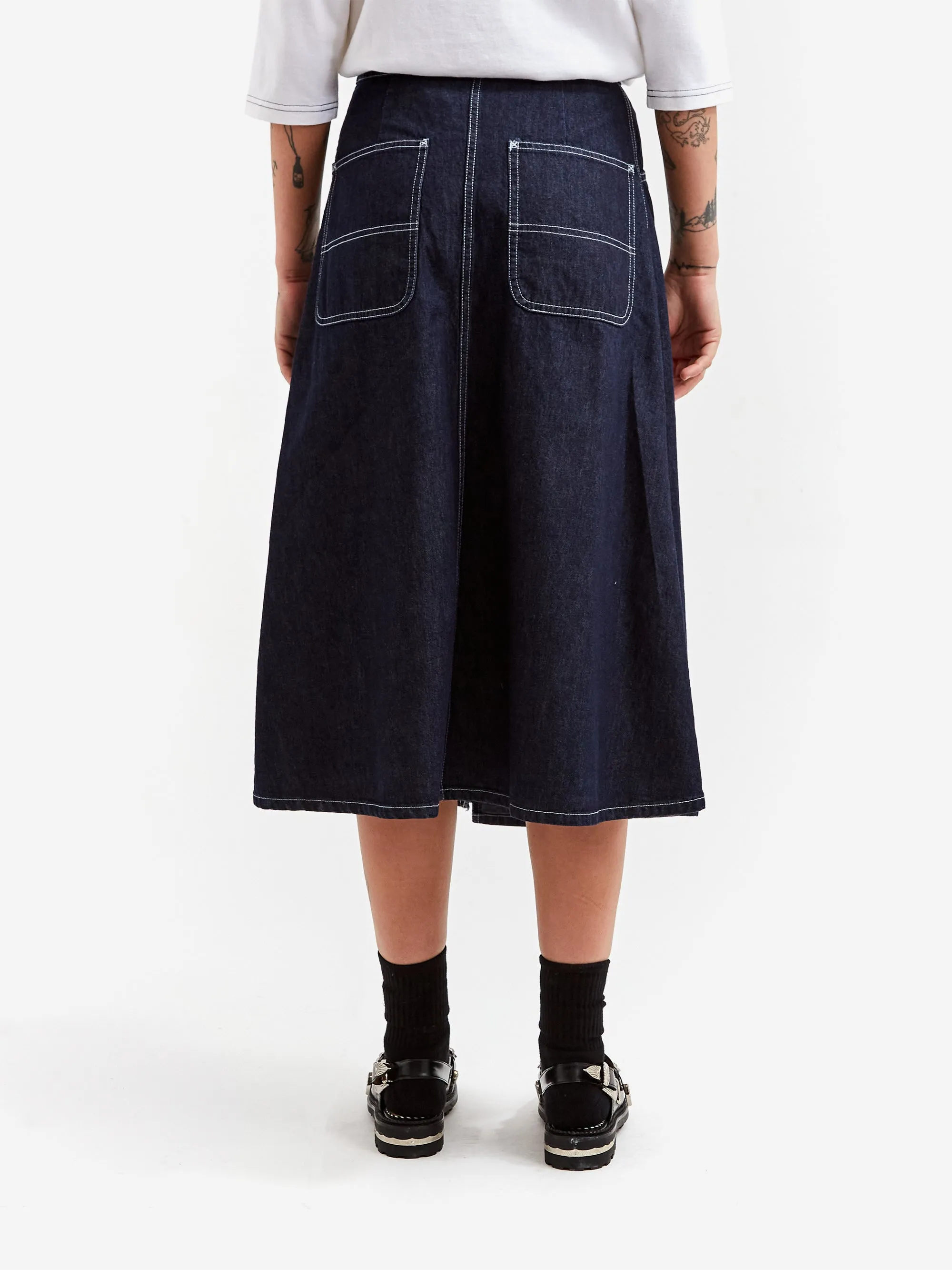 Indigo Pleated Wrap Skirt by Beams Boy