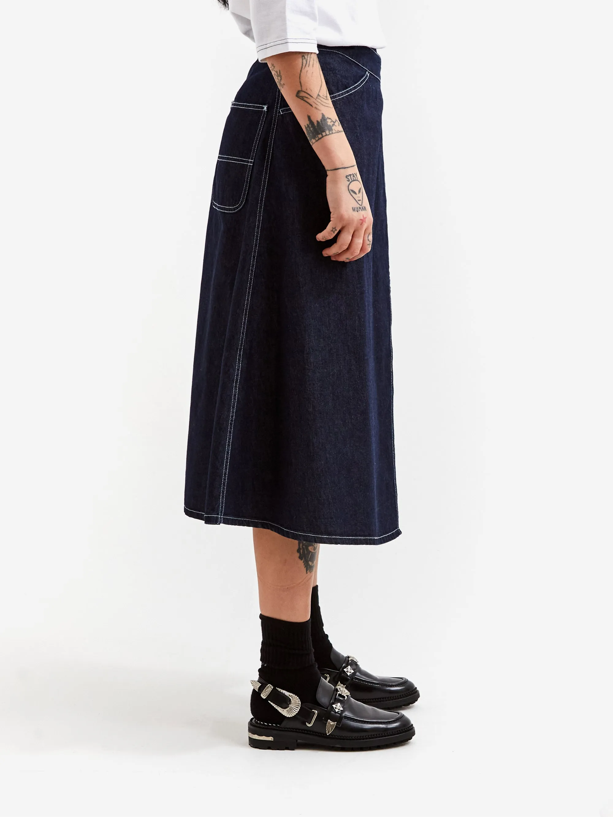 Indigo Pleated Wrap Skirt by Beams Boy