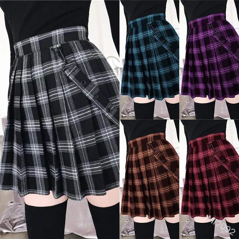 BF Style High Waist Plaid Pleated Skirt