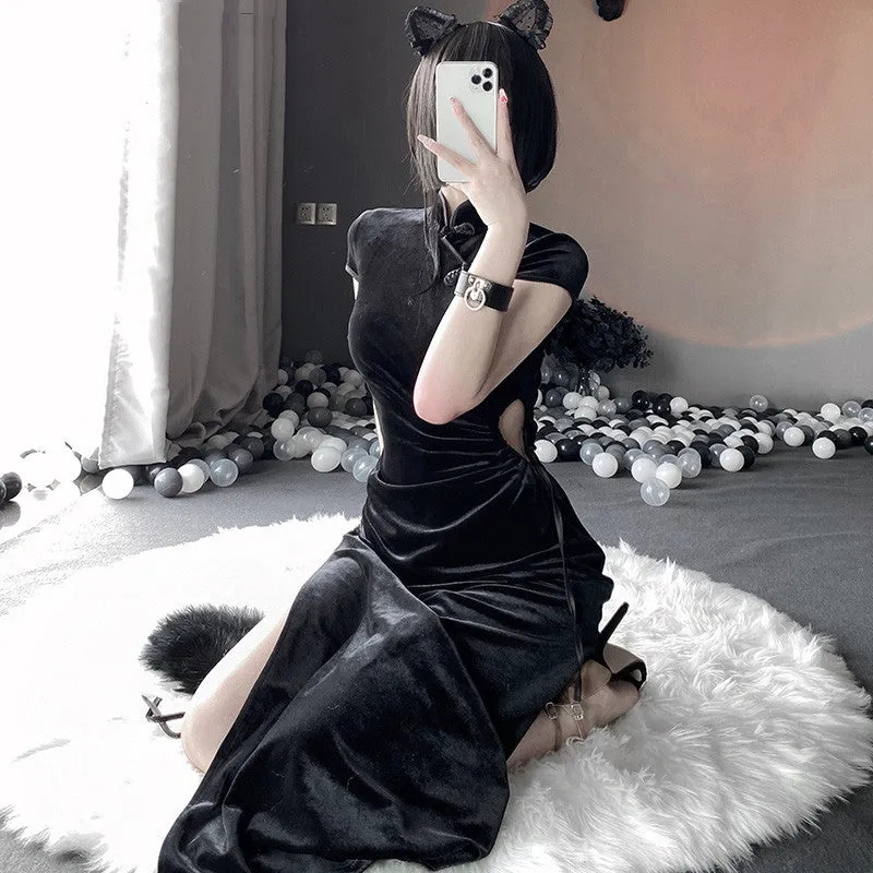 black cheongsam uniform  KF82873