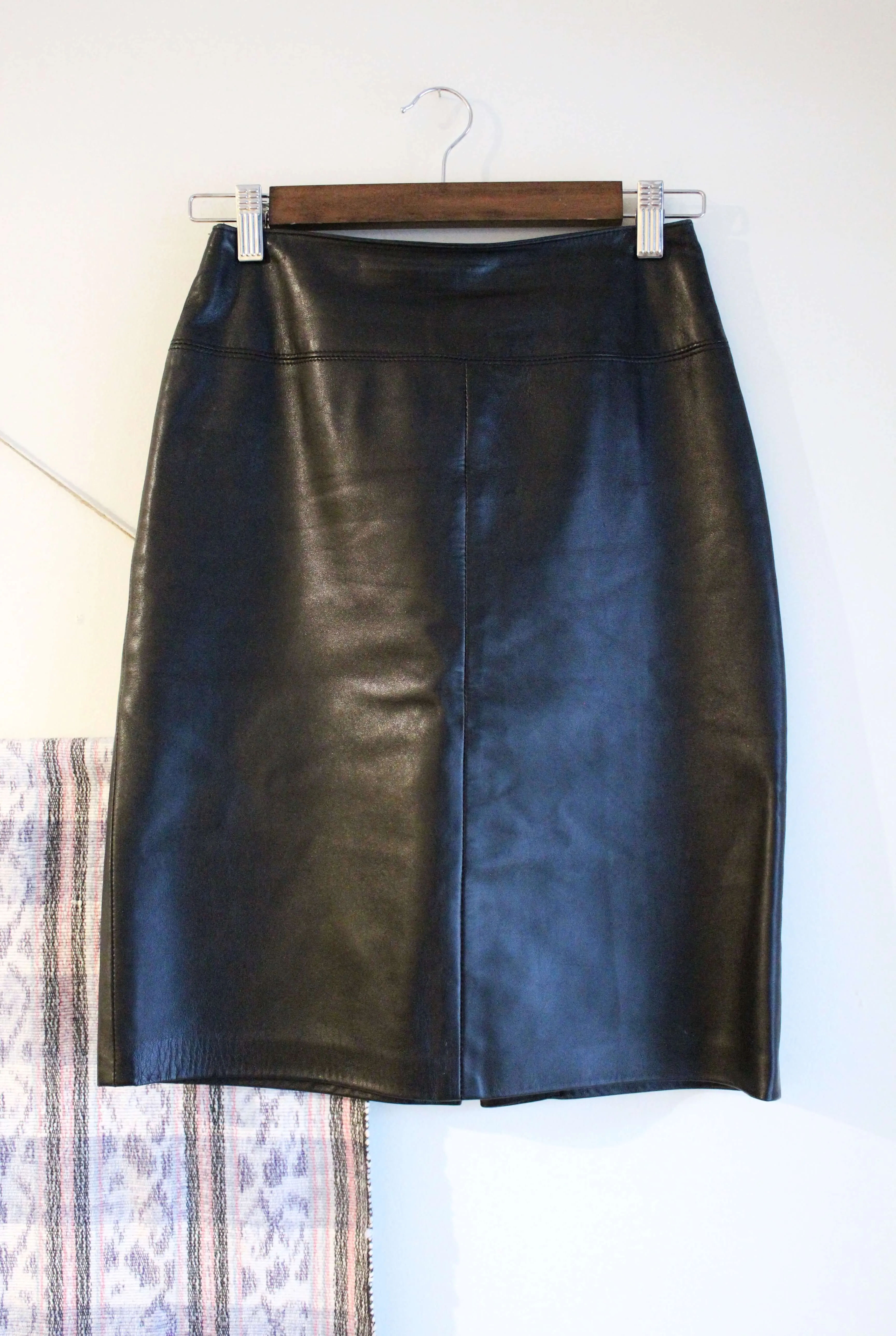 Black Leather Pencil Skirt