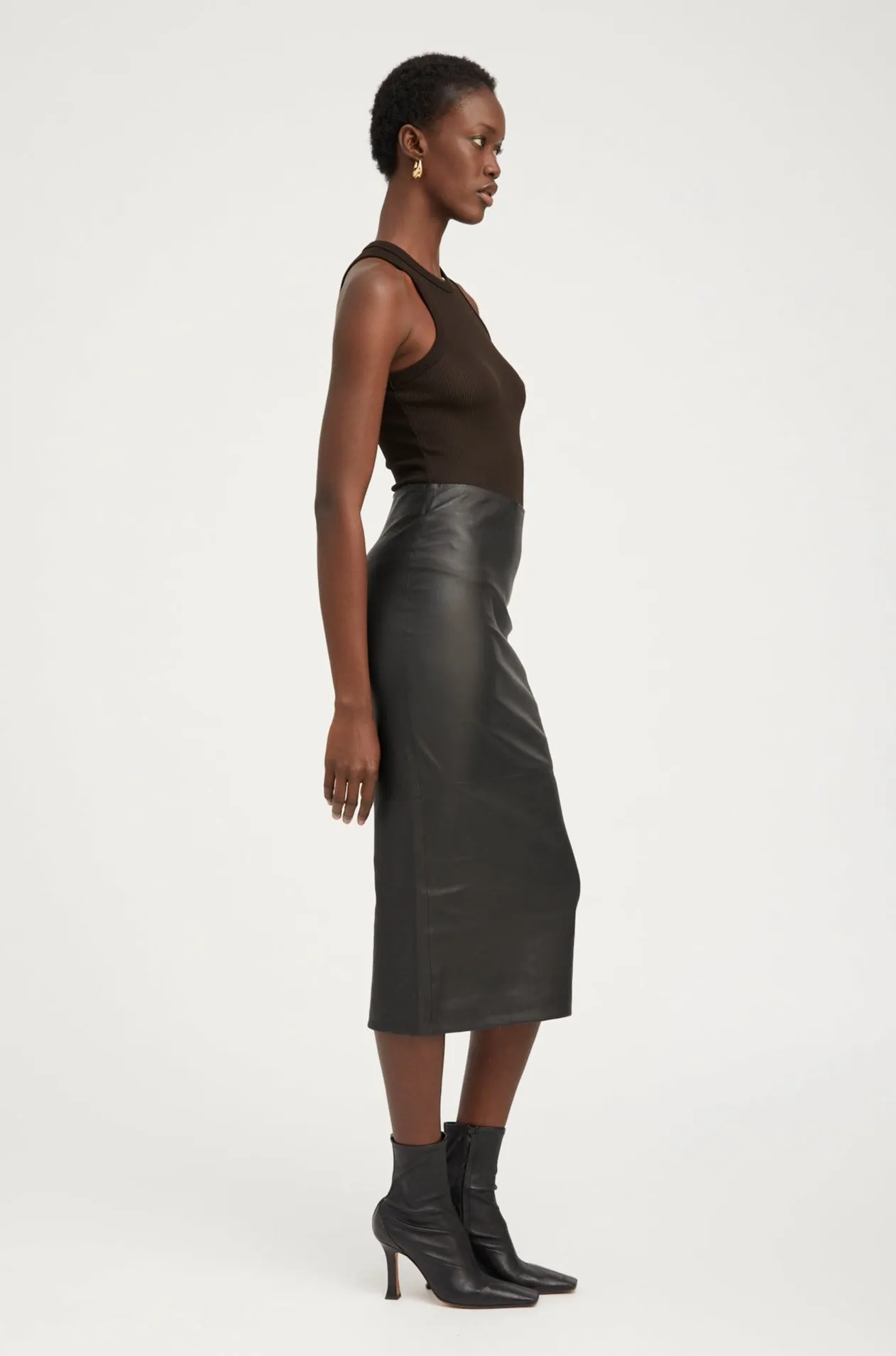 Black Leather Tube Skirt