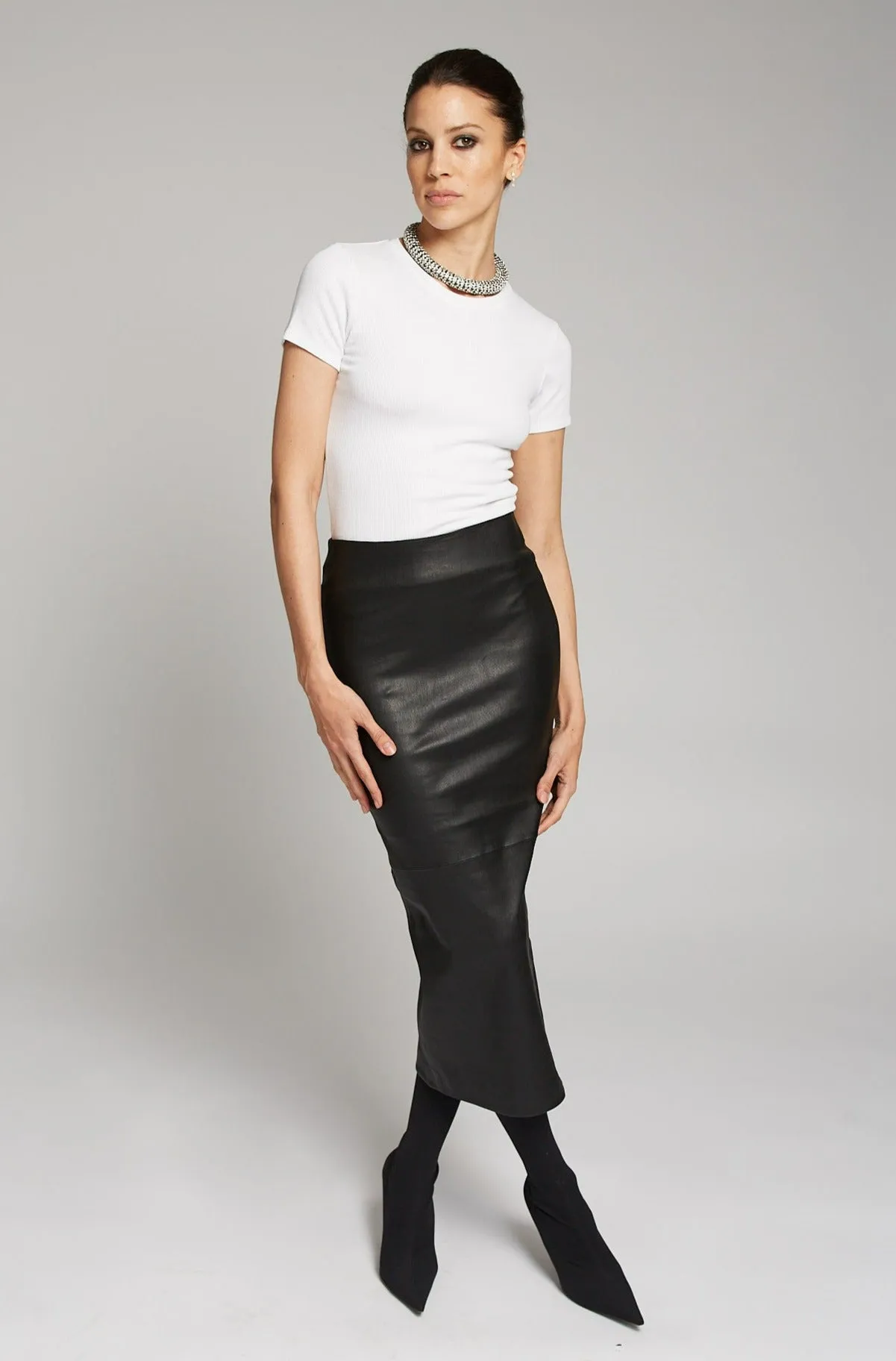 Black Leather Tube Skirt