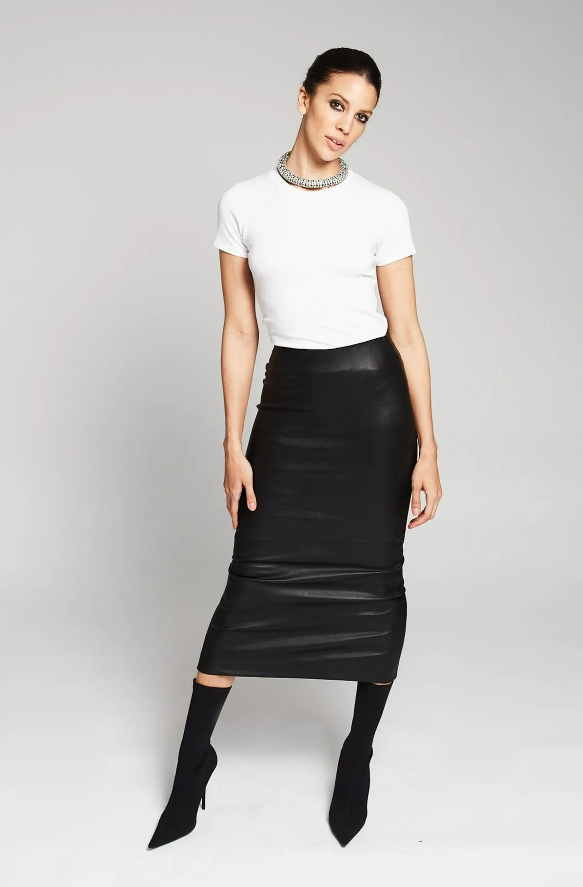 Black Leather Tube Skirt