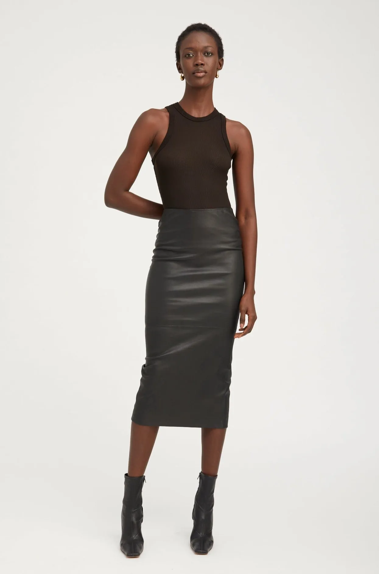 Black Leather Tube Skirt