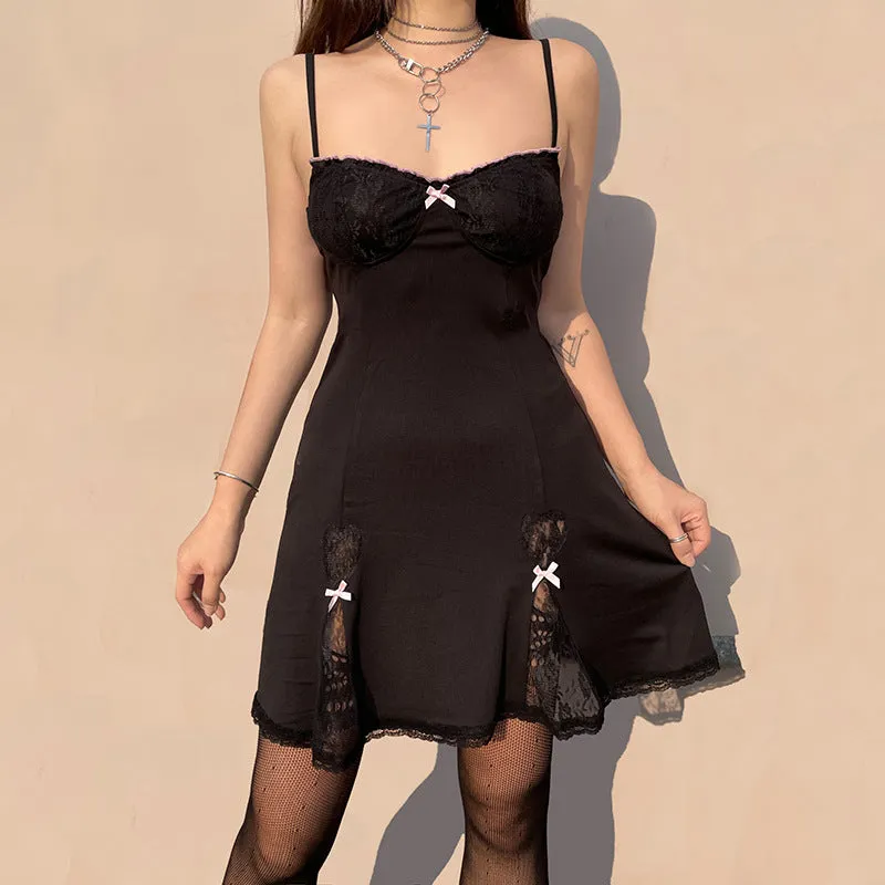 black suspender dress  KF83104