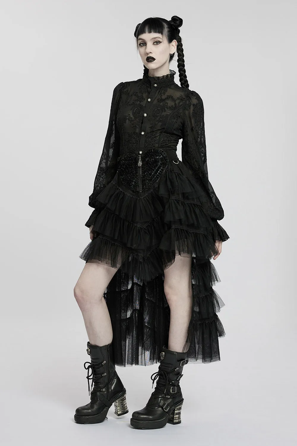 Black Tea Party Tulle Skirt [BLACK]