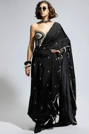 Black Threadwork Saree