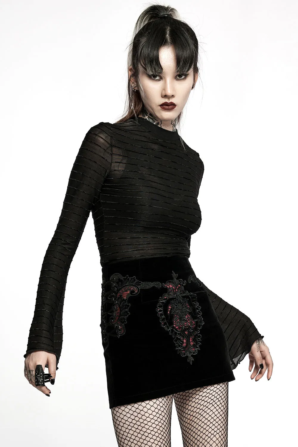 Black Velvet Vamp Mini Skirt