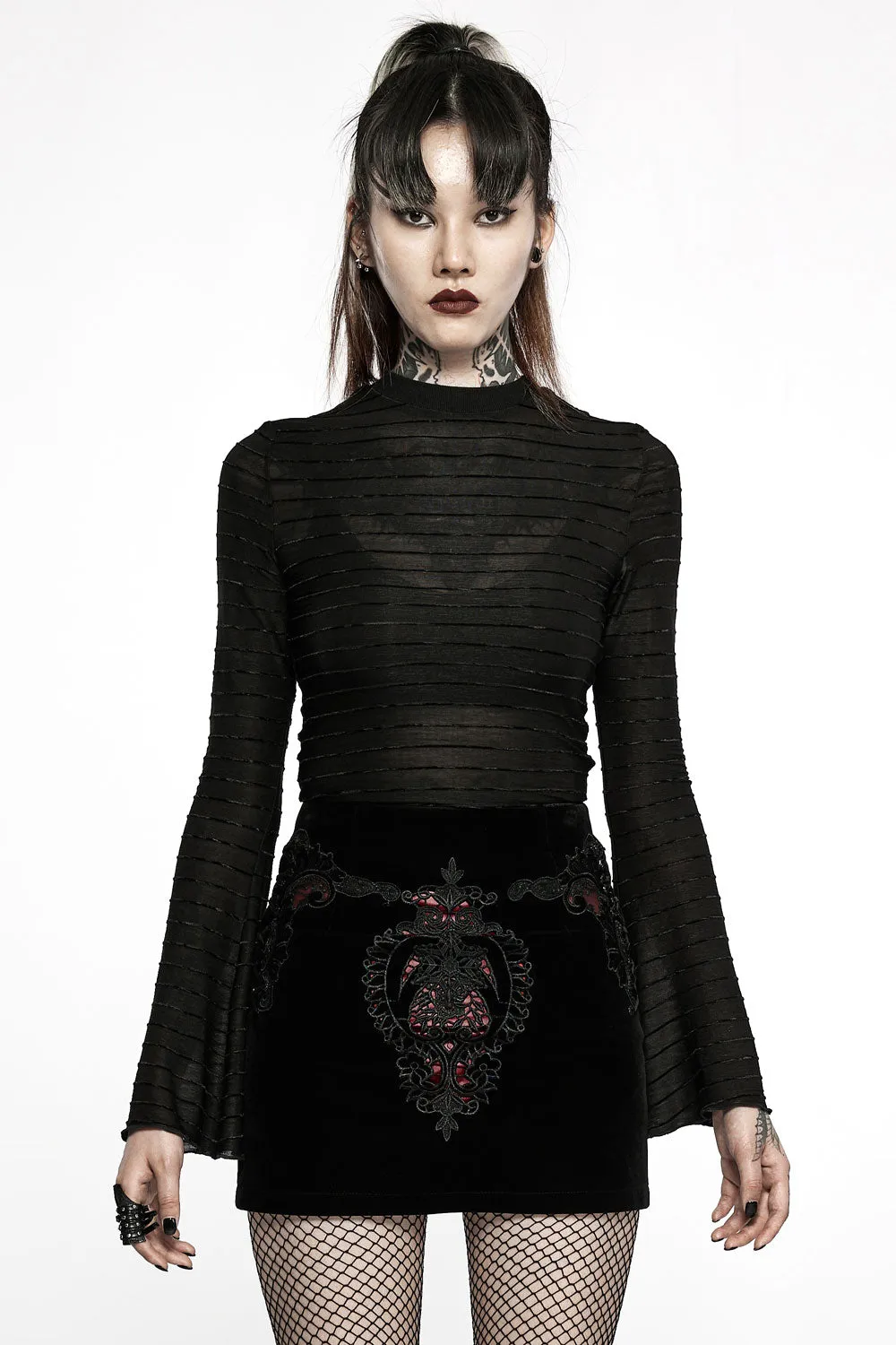 Black Velvet Vamp Mini Skirt