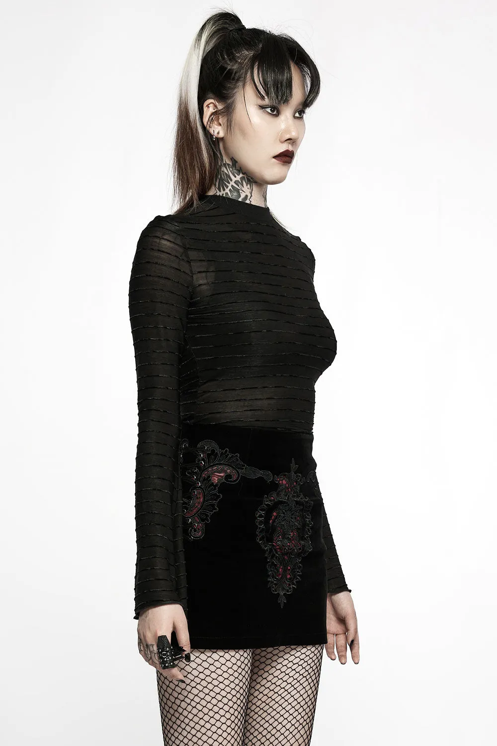 Black Velvet Vamp Mini Skirt