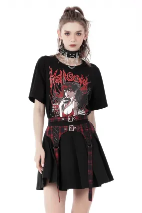 Blood Hugs Pleated Mini Skirt [RED PLAID]