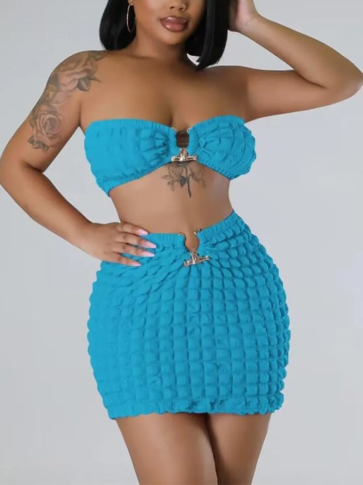 Bubble Top Mini Skirt Set