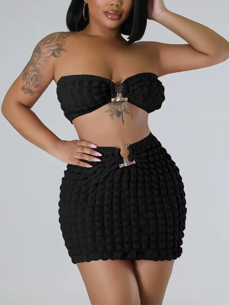 Bubble Top Mini Skirt Set