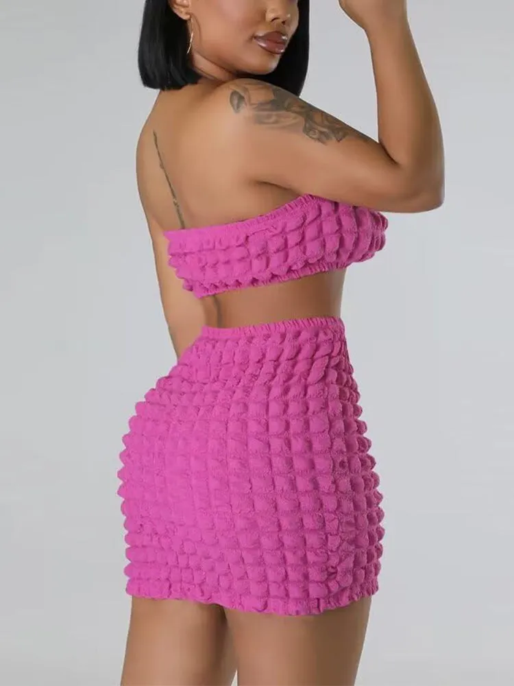 Bubble Top Mini Skirt Set