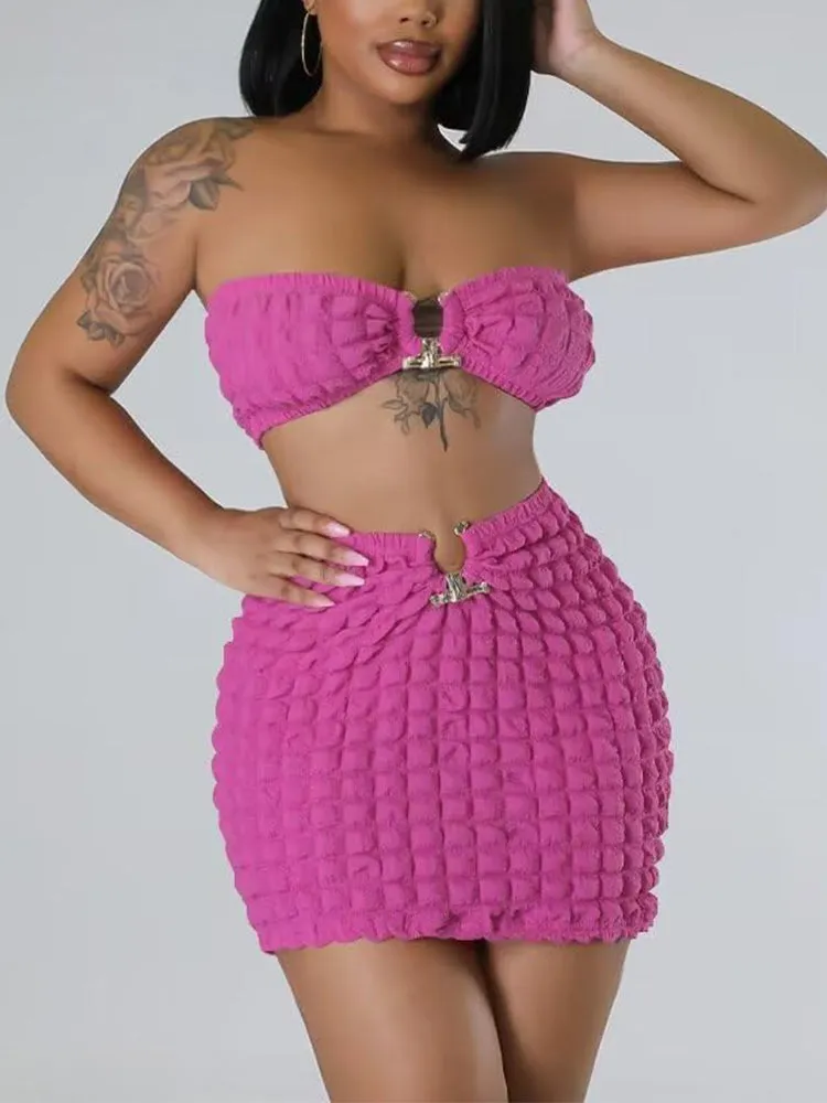 Bubble Top Mini Skirt Set