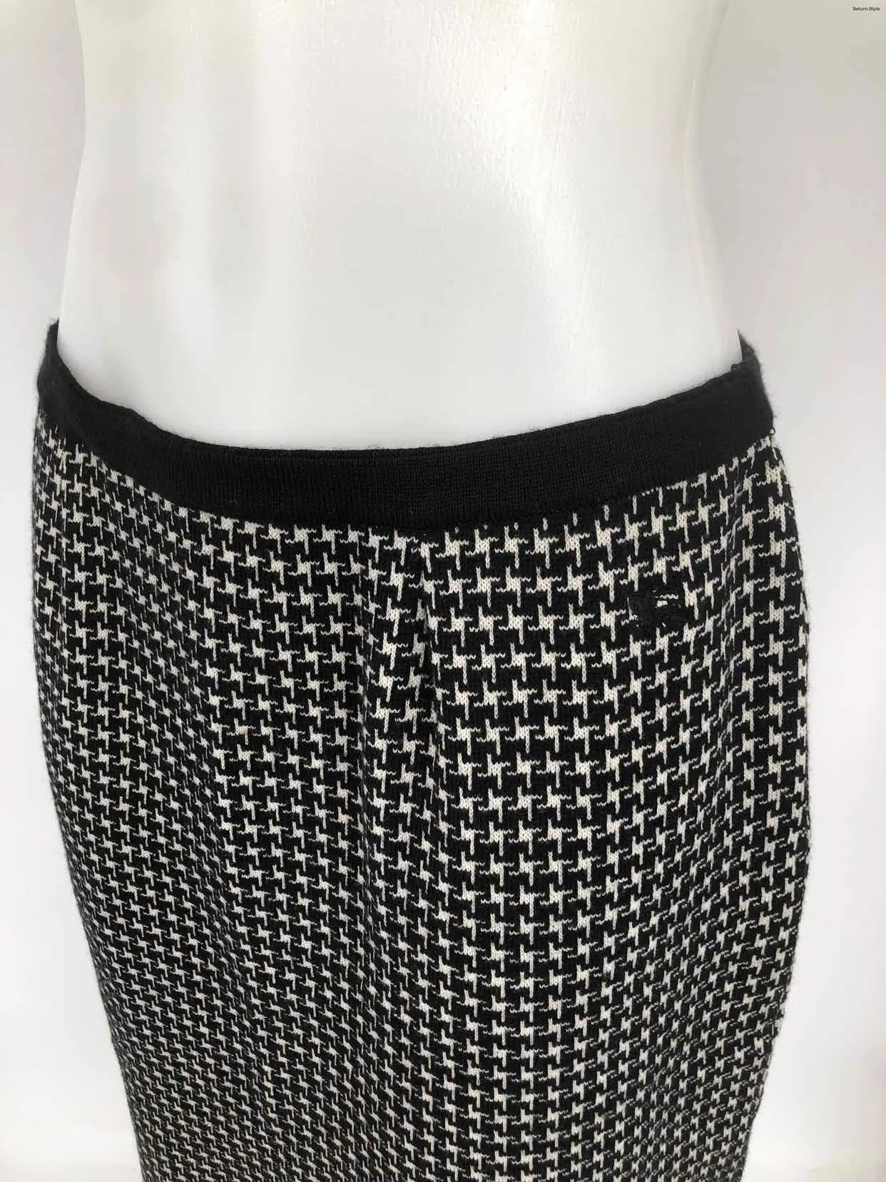 BURBERRY Black & White Wool Blend Houndstooth Skirt & Jacket Skirt Set