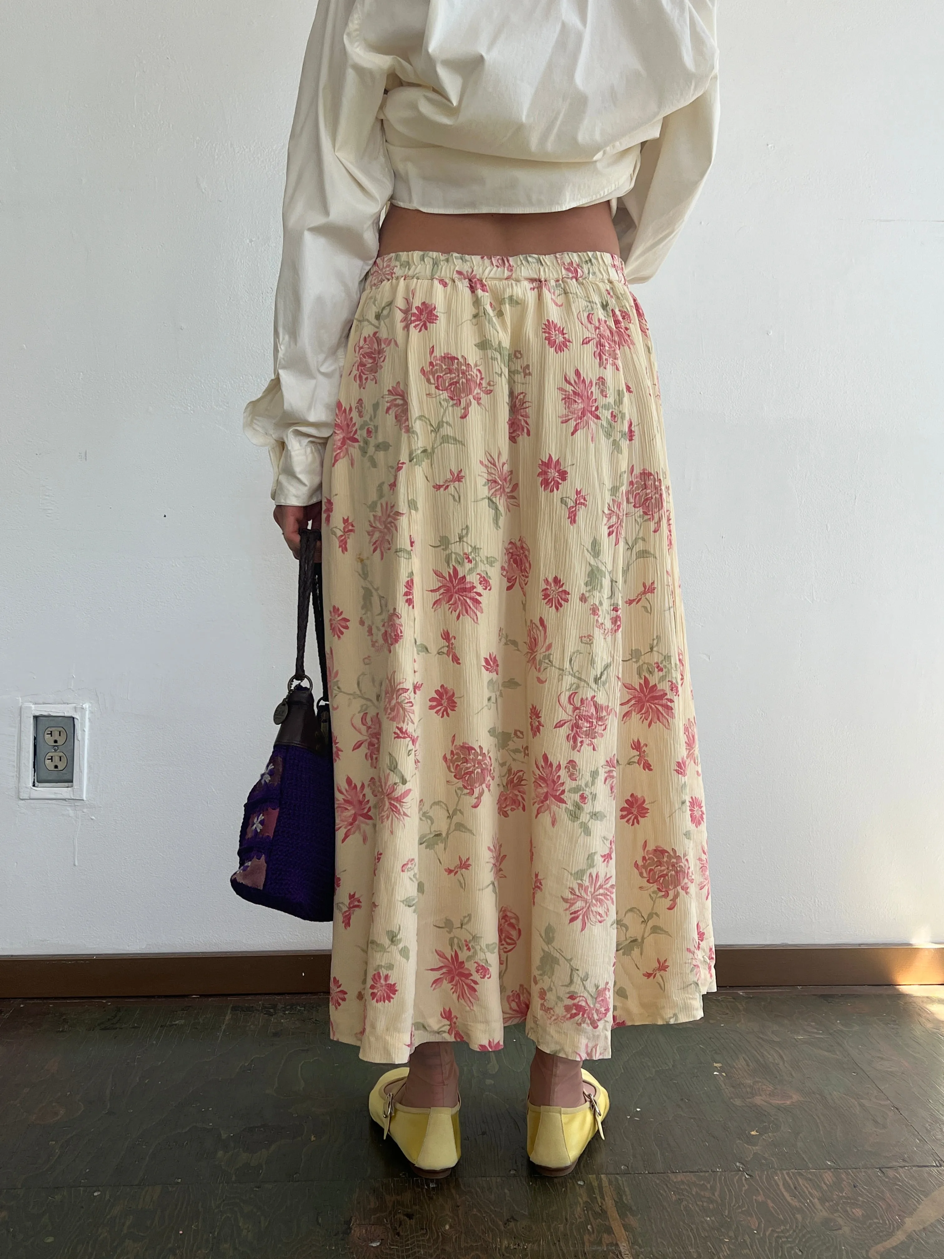 Butter   Pink Floral Silk Skirt (L)