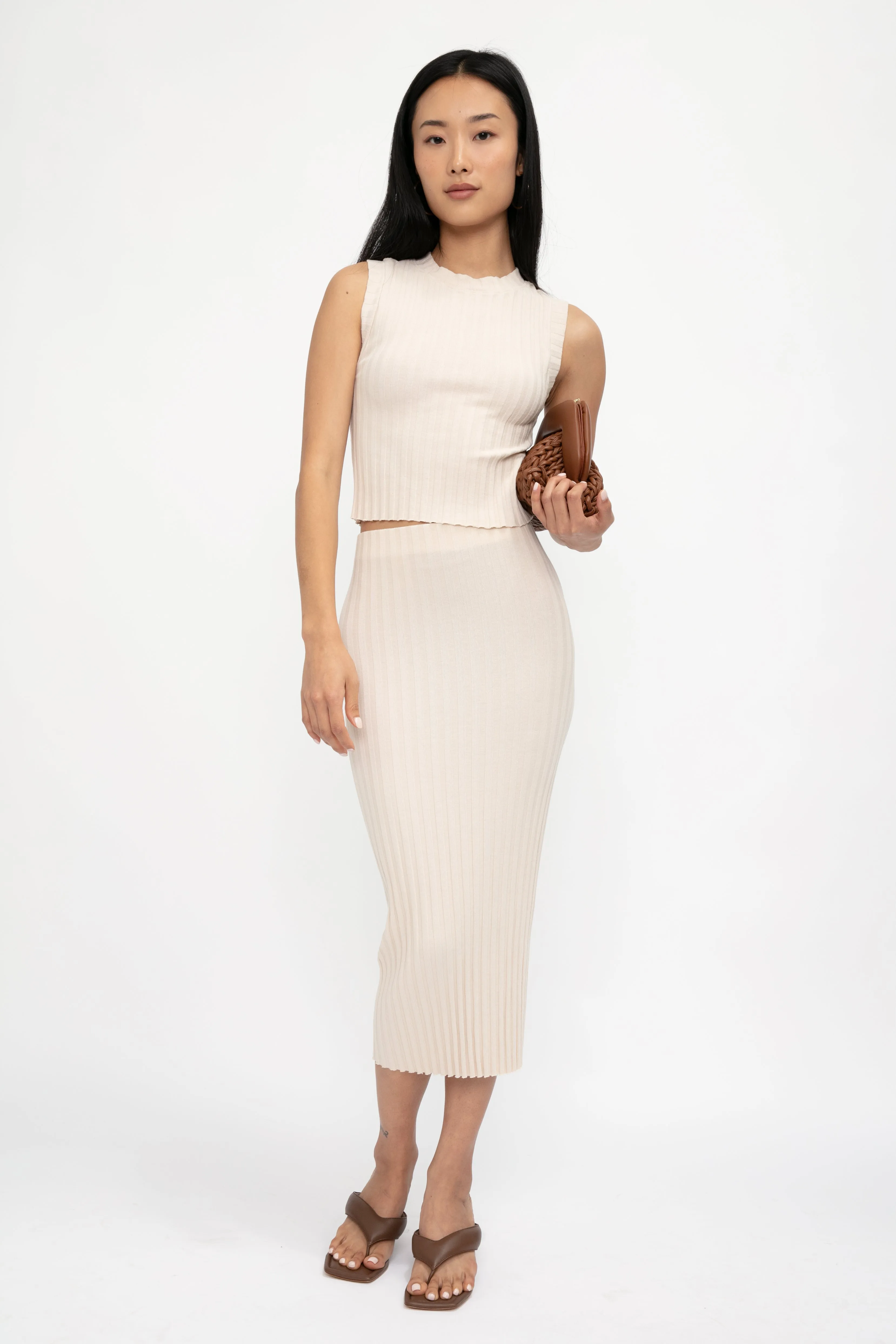 Capri Midi Skirt in Oatmeal