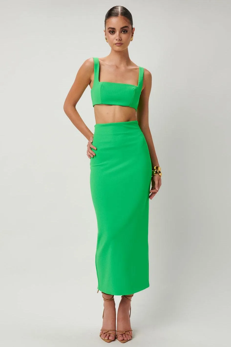 Lush Green Catia Midi Skirt - Elegant & Stylish Womens Fashion