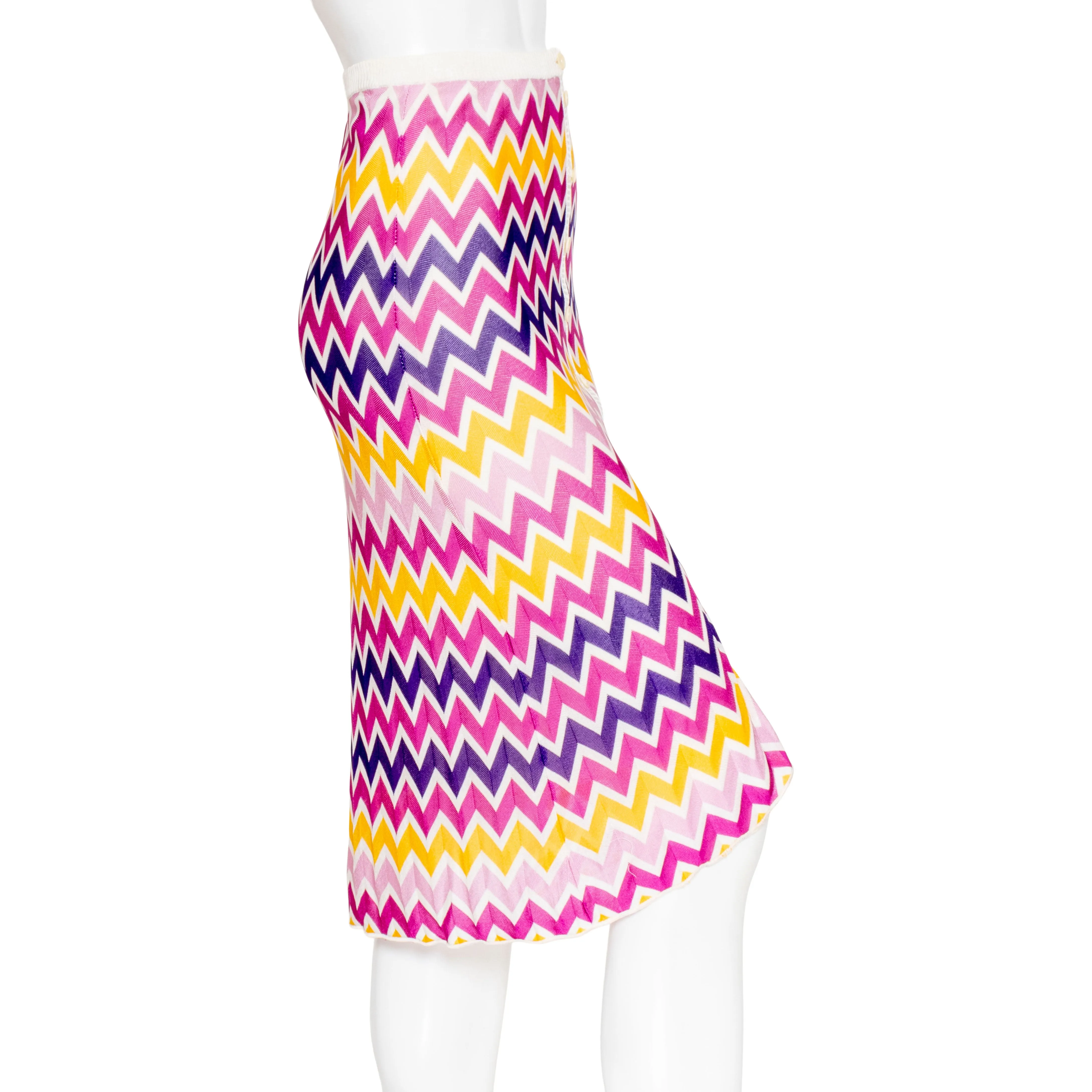 Chevron Knit Button Skirt