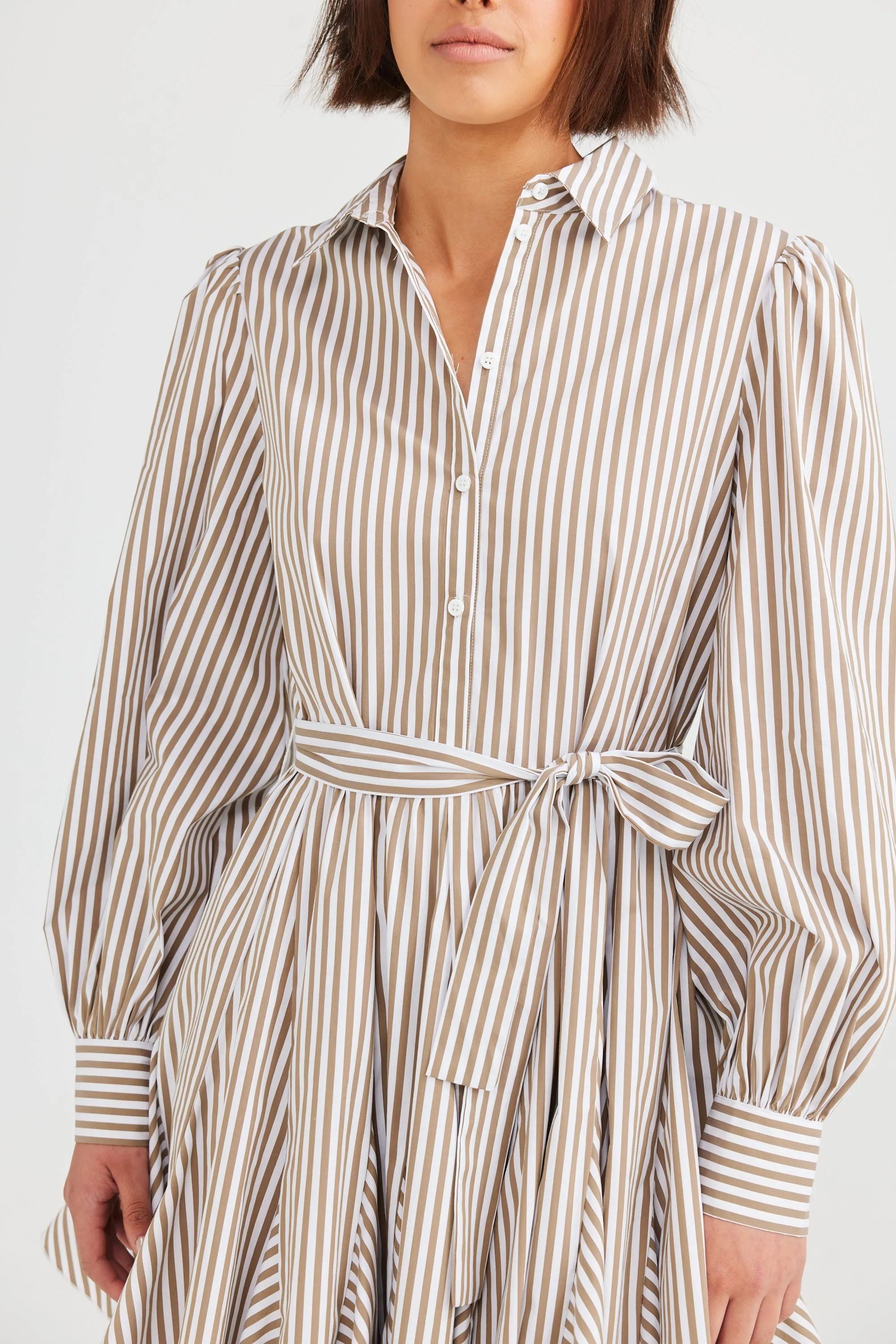 Clementine Dress (Taupe Stripe)