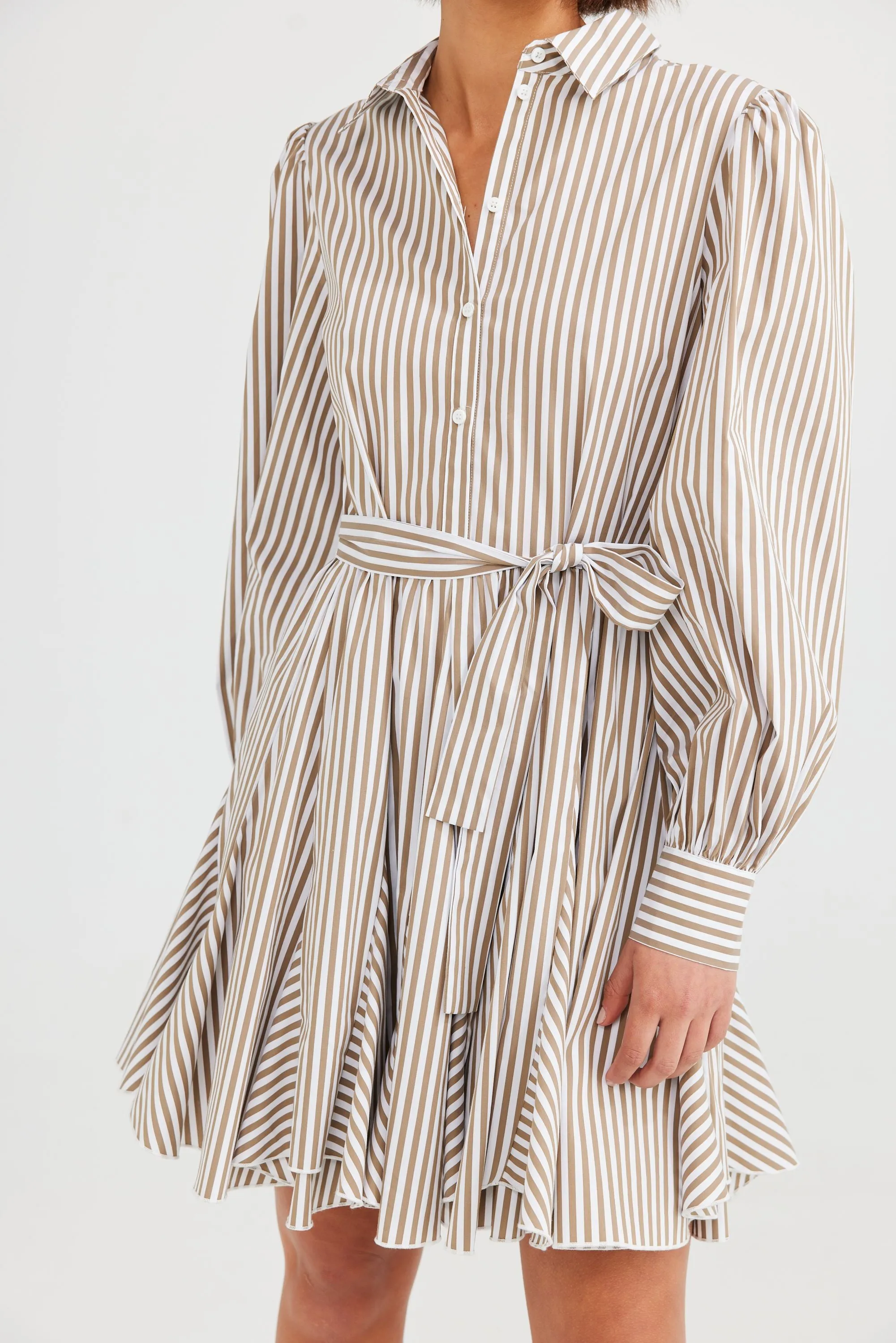 Clementine Dress (Taupe Stripe)