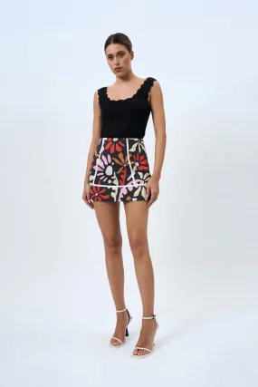 Contrast Pipe Mini Skirt | Final Sale - Black Multi