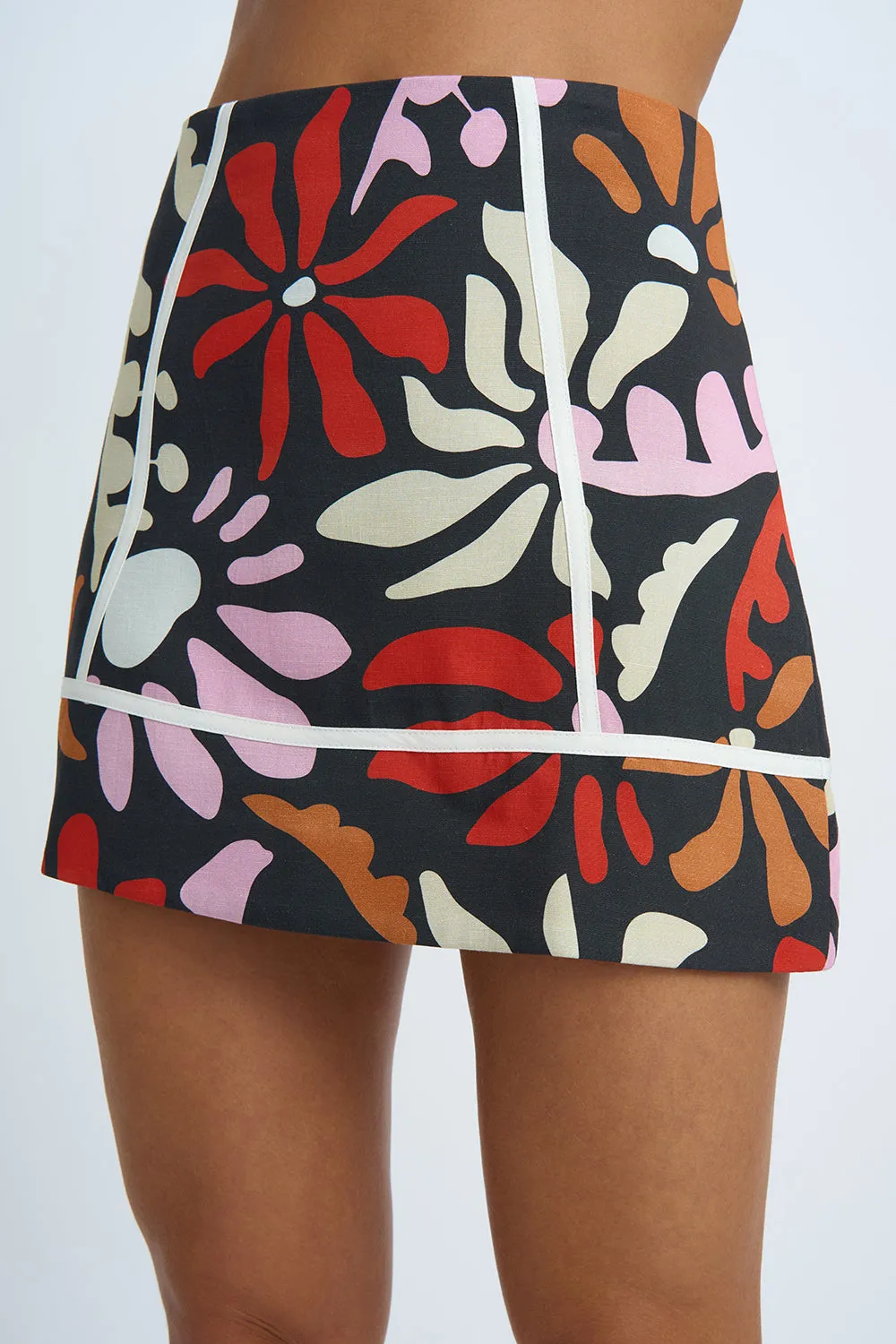 Contrast Pipe Mini Skirt | Final Sale - Black Multi