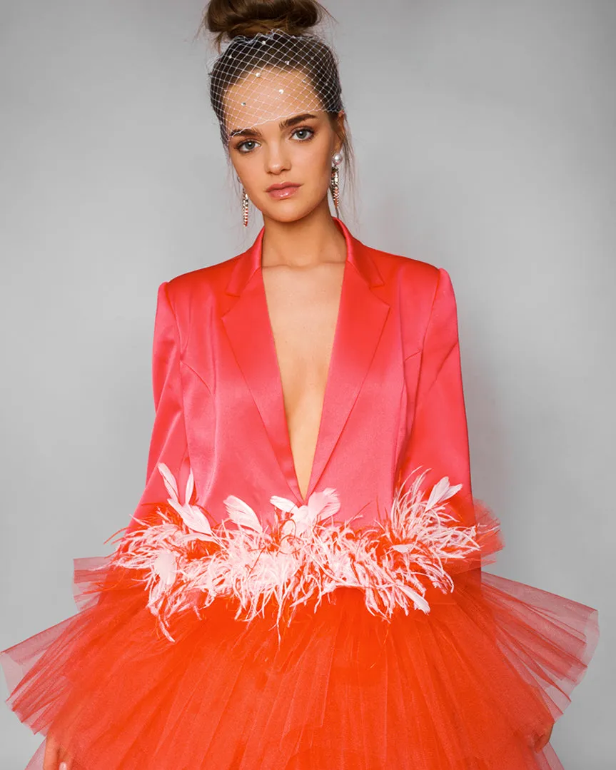 Coral Satin Dress