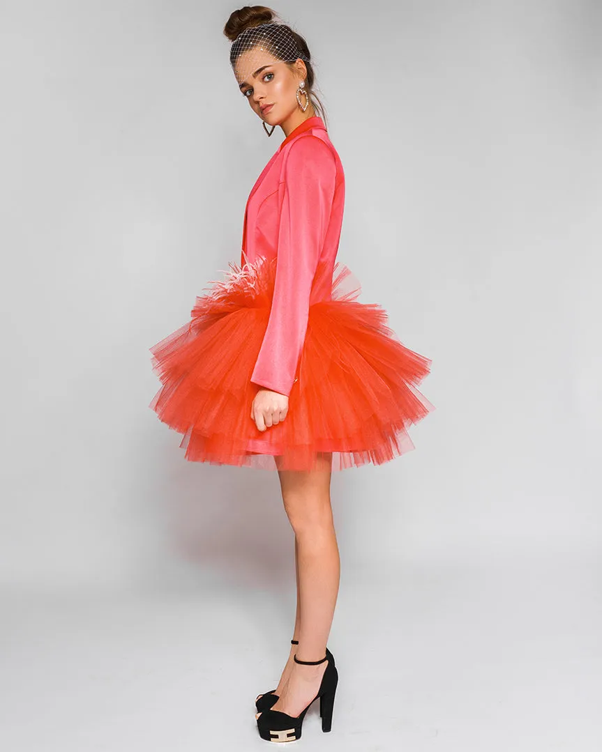 Coral Satin Dress