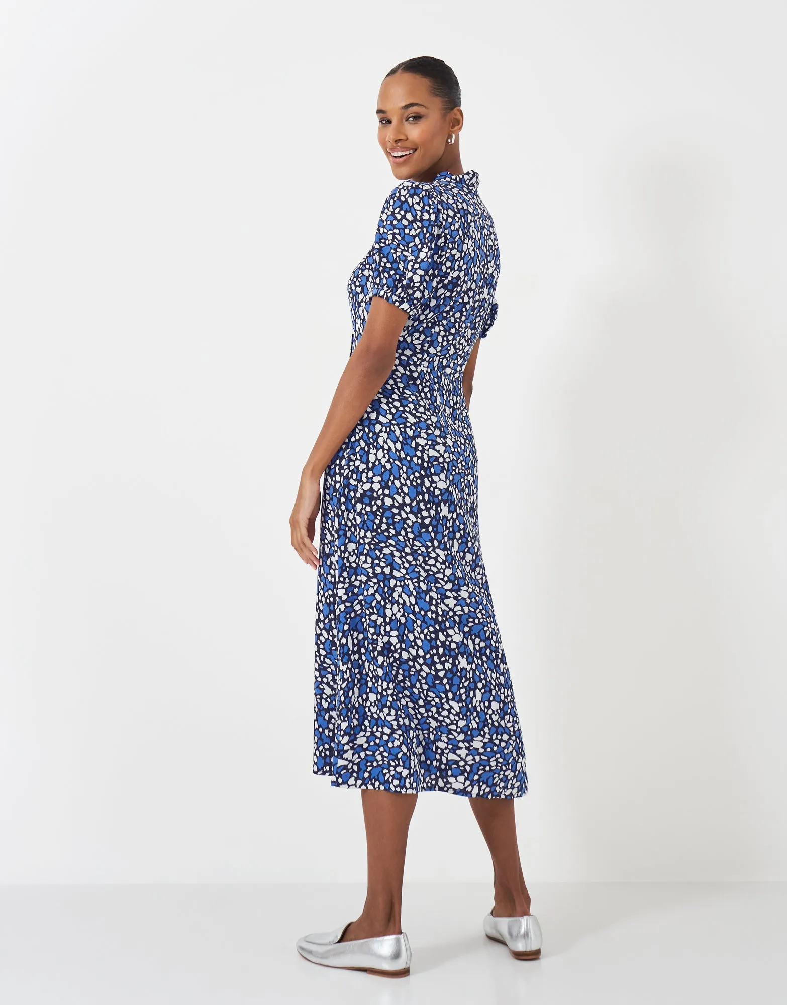 Crew Clothing - Laurie Tie Neck Tea Dress - Petal Print