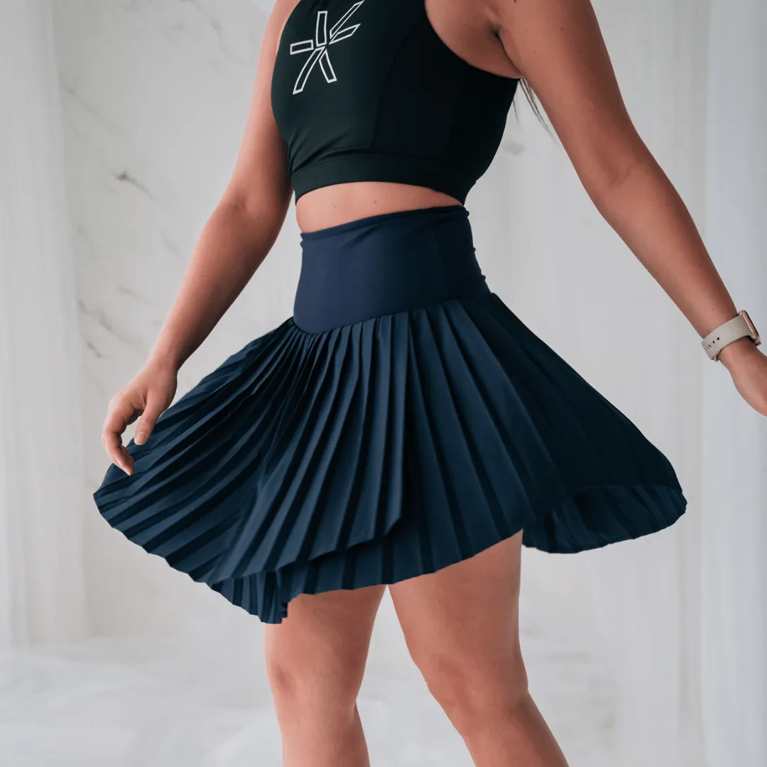 Dark Blue Pleated Skirt